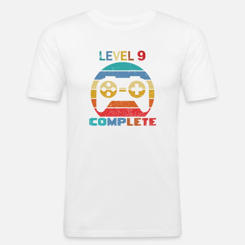 level 9 complete - Männer Slim Fit T-Shirt - Weiß