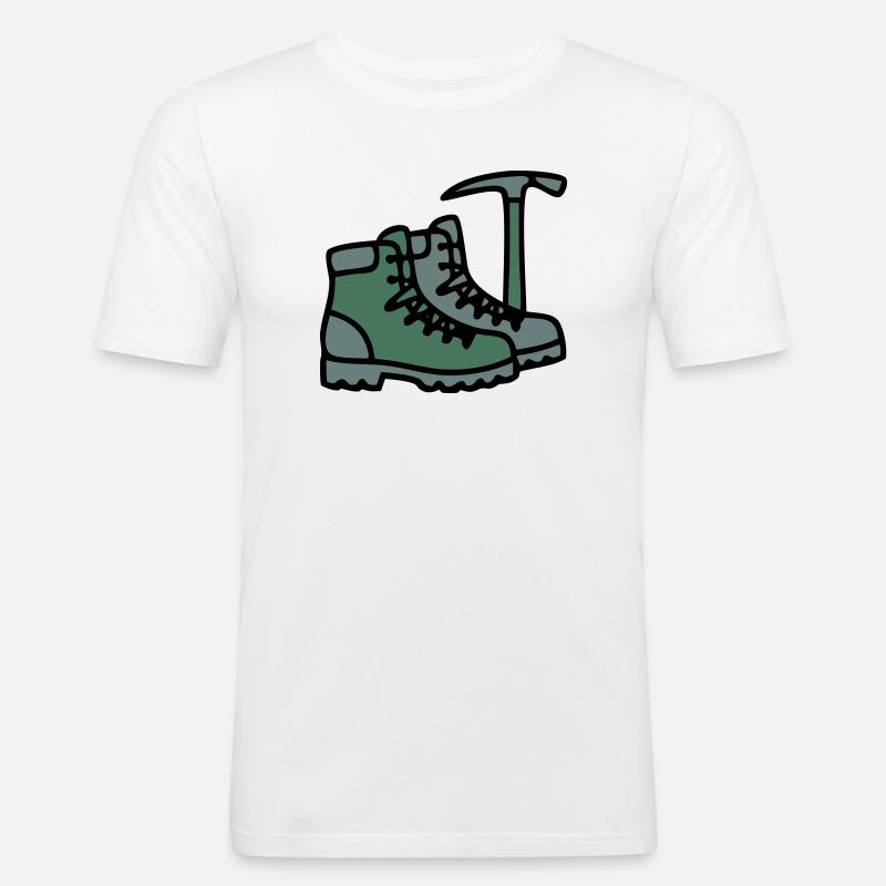 Wanderschuhe Eispickel Bergsteiger Alpen Wanderer - Men's Slim Fit T-Shirt - white