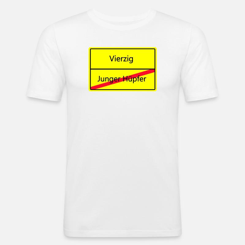 ortsschild_vierzig - Männer Slim Fit T-Shirt - Weiß