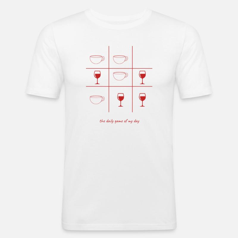 Kaffee oder Wein englisch - Männer Slim Fit T-Shirt - Weiß