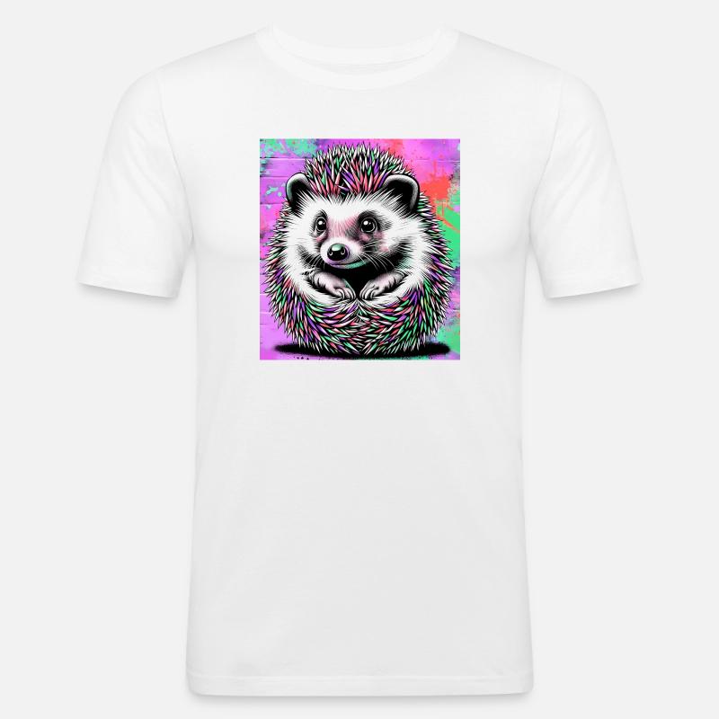 Igel - Männer Slim Fit T-Shirt - Weiß
