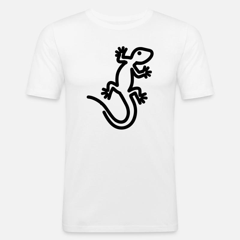 Eidechse - Männer Slim Fit T-Shirt - Weiß