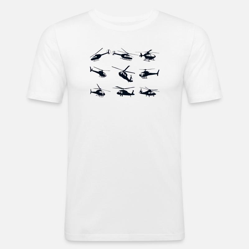 Hubschrauber Helikopeter - Männer Slim Fit T-Shirt - Weiß