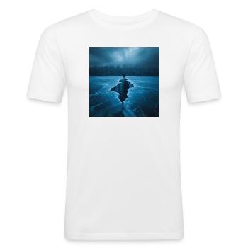 Pęknięty Lód – Samotność na Krawędzi - Männer Slim Fit T-Shirt - Weiß - Vorne - Nik (191cm)