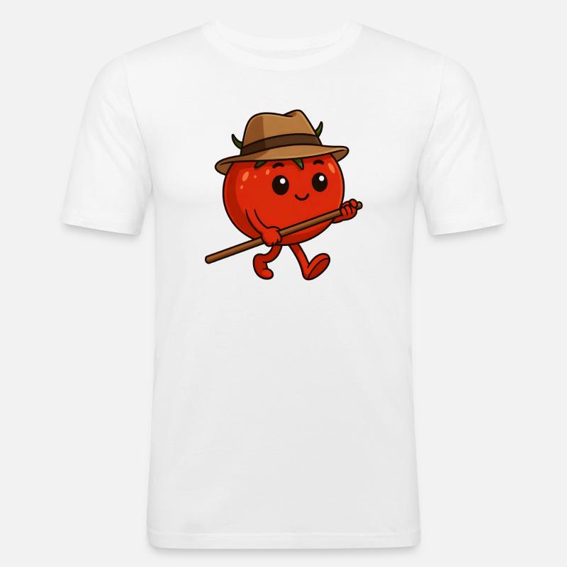 Tomate auf Wanderschaft - Männer Slim Fit T-Shirt - Weiß