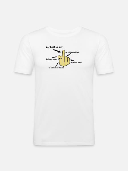 Mittelfinger hebt sie auf - Männer Slim Fit T-Shirt - Weiß