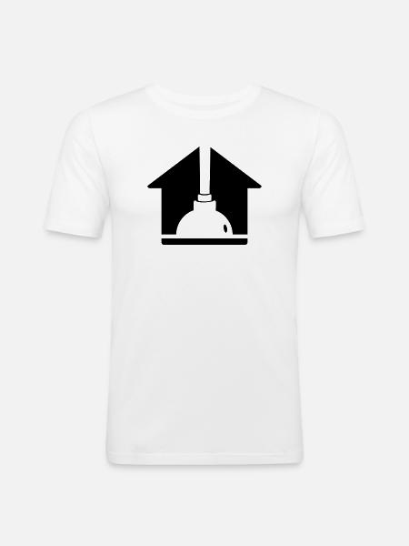 Klempner Pömpel Haus Logo - Männer Slim Fit T-Shirt - Weiß