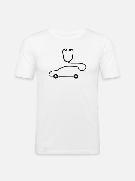 Car Mechanic Car Diagnostic Logo - Men's Slim Fit T-Shirt - white