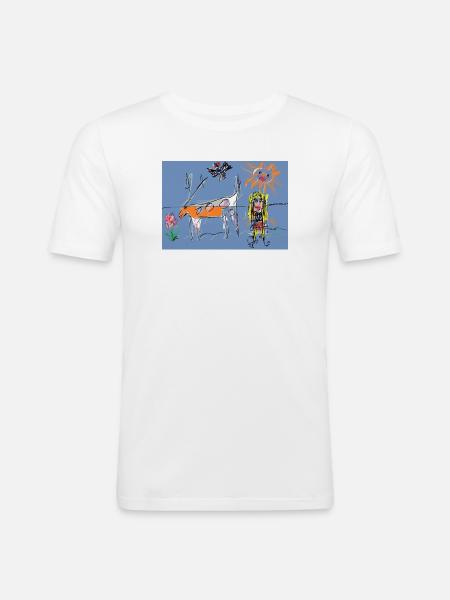 Flower, Neo-Expressionist Surreal Meadow - Men's Slim Fit T-Shirt - white