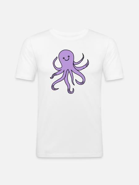 Charme de pieuvre violette - T-shirt près du corps Homme - blanc
