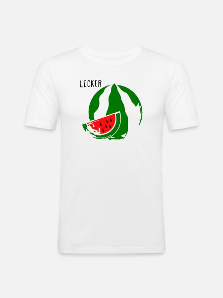 Melone - Männer Slim Fit T-Shirt - Weiß