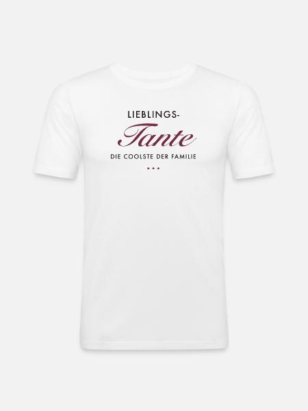 LieblingsTante Eleganz - Männer Slim Fit T-Shirt - Weiß