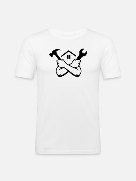 Handyman House Tool Emblem - Men's Slim Fit T-Shirt - white