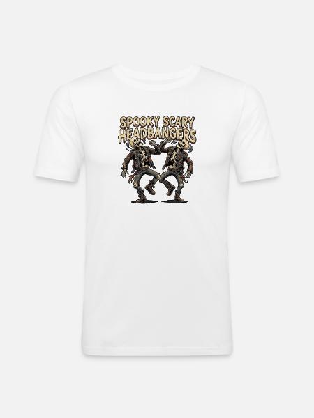 Heavy Metal Headbanger Skeleton - Men's Slim Fit T-Shirt - white