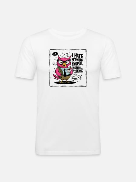 Morgenmuffel Büro-Eule im Anzug - T-shirt près du corps Homme - blanc