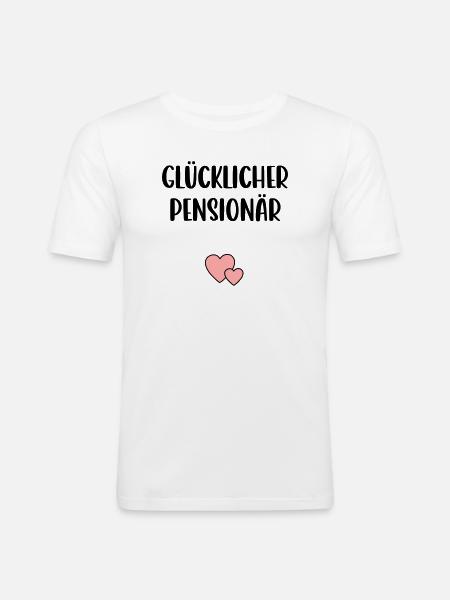 Glücklicher Pensionär Herz - Männer Slim Fit T-Shirt - Weiß