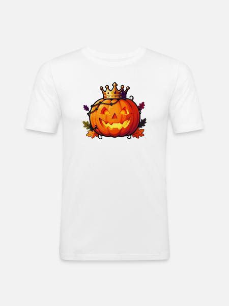 Crowned Pumpkin King - Men's Slim Fit T-Shirt - white