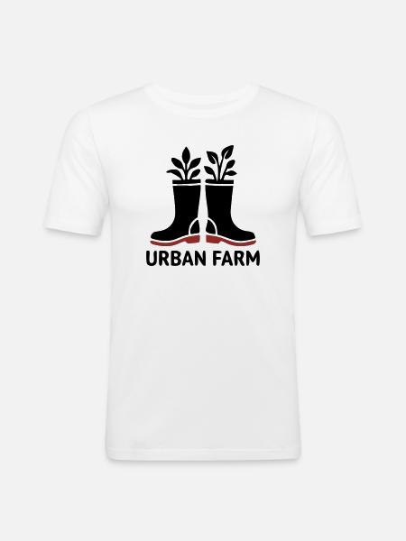 Urban Farm Rubber Boots Logo - Men's Slim Fit T-Shirt - white