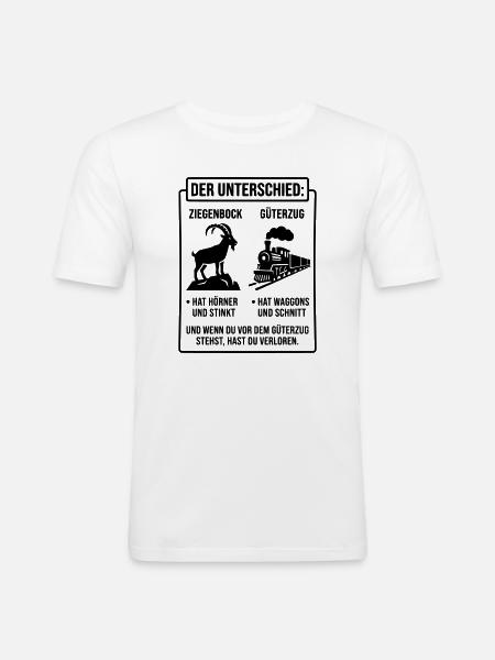 Ziegenbock vs Güterzug Meme - Männer Slim Fit T-Shirt - Weiß