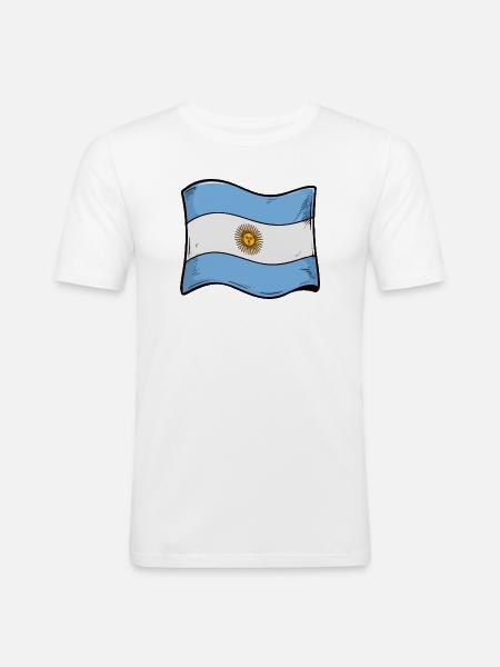 Argentinische Sonnenflagge Kunst - Männer Slim Fit T-Shirt - Weiß