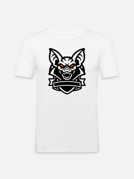 Fledermaus Maskottchen Logo - Männer Slim Fit T-Shirt - Weiß