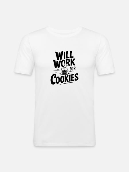 Will Work For Cookies - Men's Slim Fit T-Shirt - white