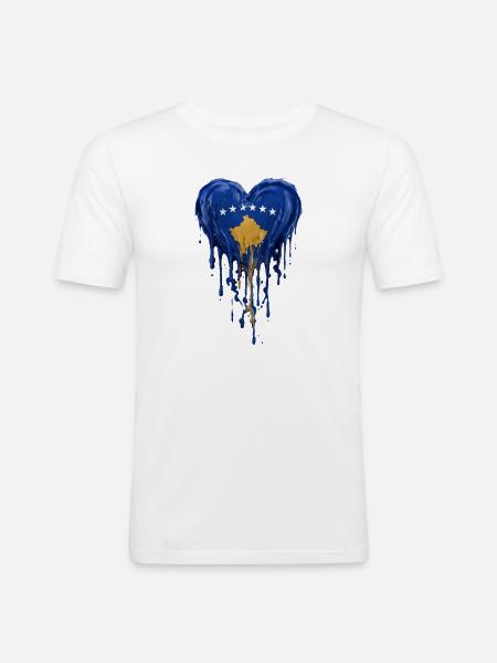 Kosovo Blue Heart Drop - Men's Slim Fit T-Shirt - white