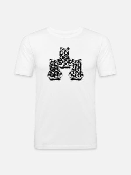 Funny Halloween Cat Ghost - Männer Slim Fit T-Shirt - Weiß