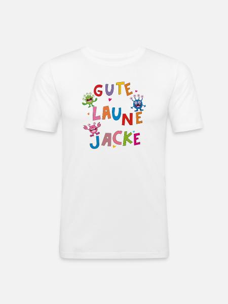 GUTE LAUNE MONSTER  - Männer Slim Fit T-Shirt - Weiß