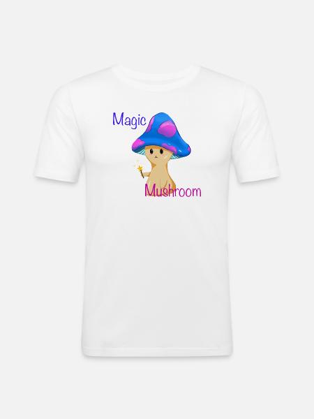 Magic Mushroom with Magic Wand - Men's Slim Fit T-Shirt - white