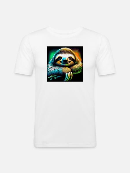 Faultier - Männer Slim Fit T-Shirt - Weiß