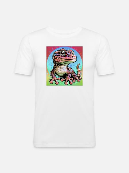 Gecko - Männer Slim Fit T-Shirt - Weiß