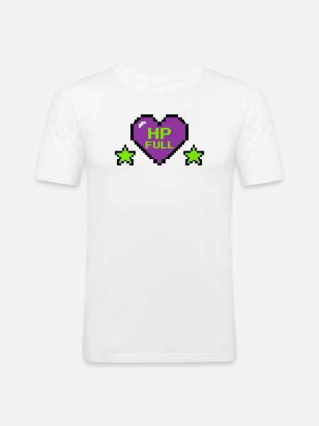 HP Full Pixel Heart Logo - Men's Slim Fit T-Shirt - white