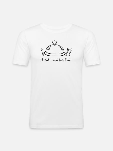 Ich esse, also bin ich - Männer Slim Fit T-Shirt - Weiß