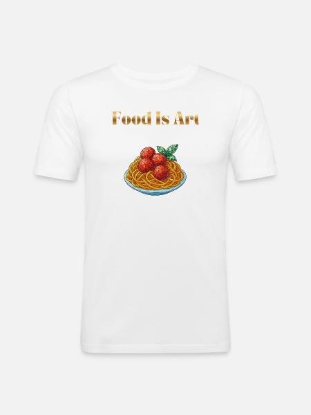 Food Is Art ... Spaghetti mit Fleischbällchen - Männer Slim Fit T-Shirt - Weiß