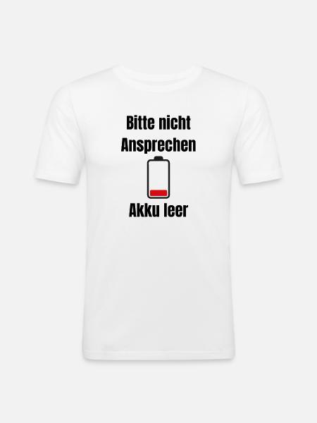Niedrige Batterie Silhouette - Männer Slim Fit T-Shirt - Weiß