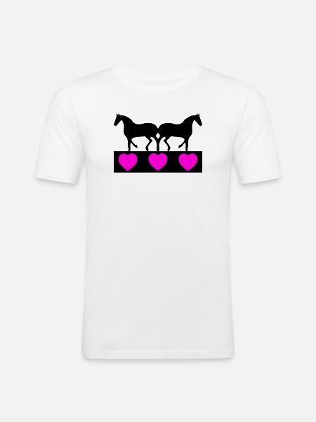 Pferde - Männer Slim Fit T-Shirt - Weiß