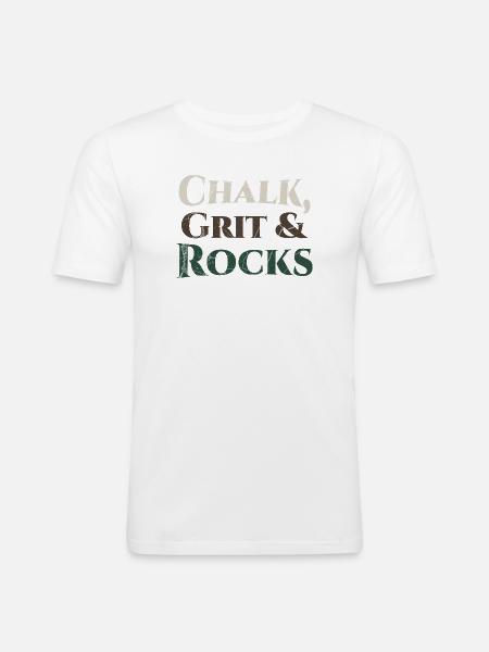 Chalk Grit & Rocks Motif - Men's Slim Fit T-Shirt - white
