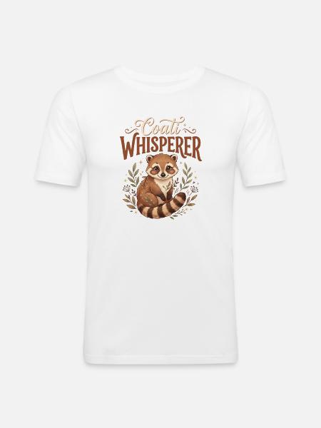 Coati Whisperer Illustration - Men's Slim Fit T-Shirt - white