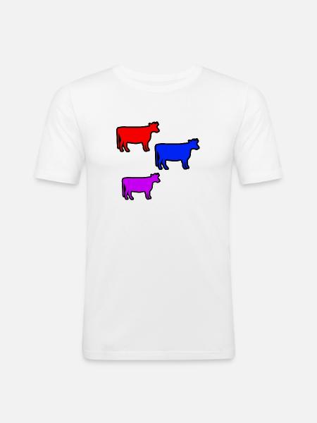 Vaches - T-shirt près du corps Homme - blanc