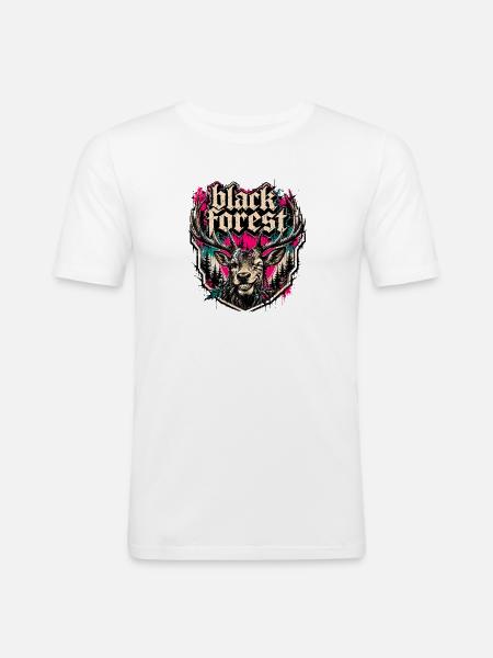Black Forest Deer Motif - Men's Slim Fit T-Shirt - white