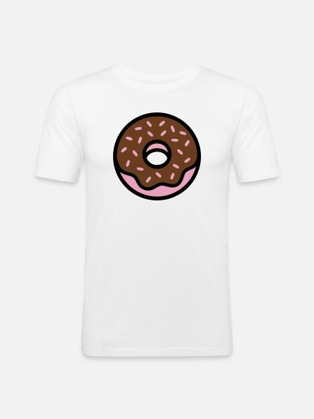 Donut Chocolate Sprinkles Icon - Men's Slim Fit T-Shirt - white
