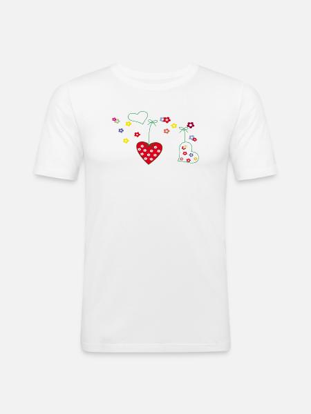 Hearts with Flowers - Men's Slim Fit T-Shirt - white