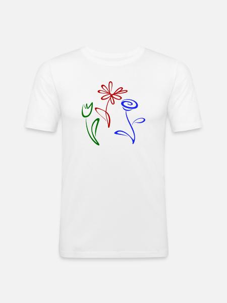 Three flowers - Men's Slim Fit T-Shirt - white