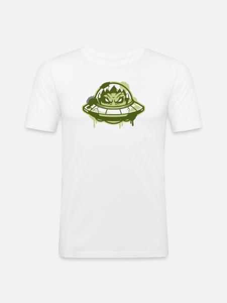 Logo graffiti d’OVNI extraterrestre - T-shirt près du corps Homme - blanc