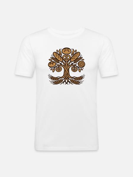 Tree of Life Pretzel Bread Logo - Men's Slim Fit T-Shirt - white