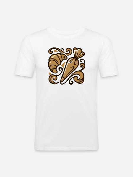 Croissant Spritzbeutel Icon - Männer Slim Fit T-Shirt - Weiß
