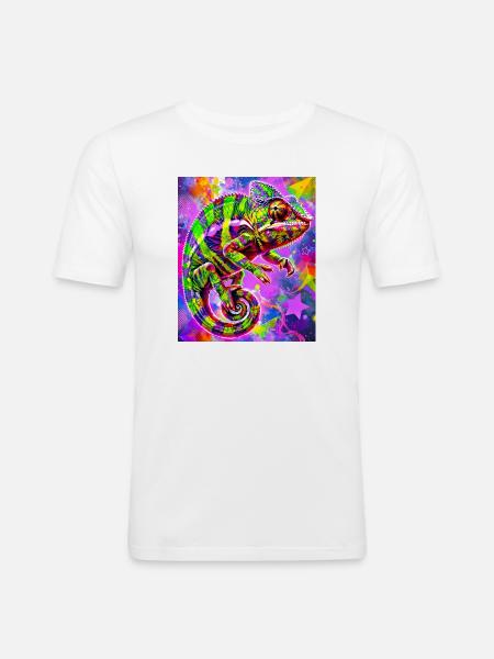 Chamäleon - Männer Slim Fit T-Shirt - Weiß