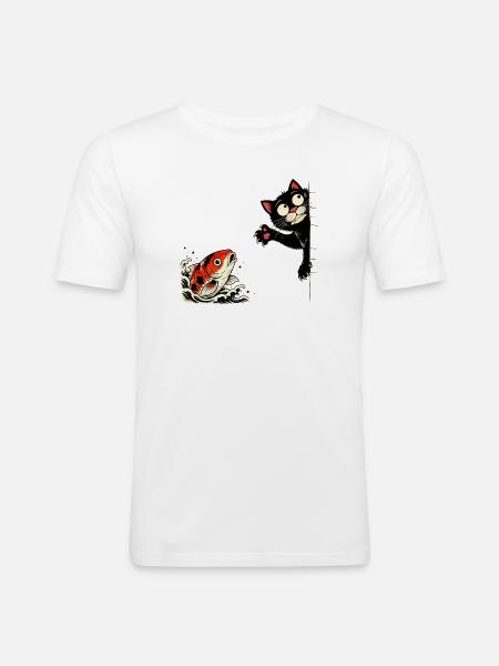 Koi Fische Kois-Karpfen KOI-KATZE Koi - Männer Slim Fit T-Shirt - Weiß