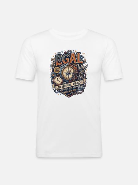 Egal Kompass Lebensgefühl - Männer Slim Fit T-Shirt - Weiß